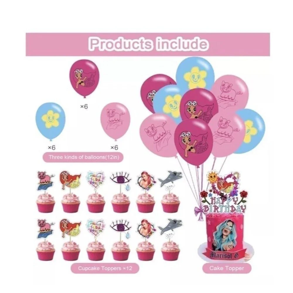 Manana Birthday Party Supplies 32pcs Banner, Cake Topper, Balloons